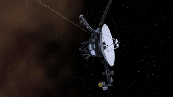 Voyager 1 Spacecraft In Deep Space Field. 3d Illustration
