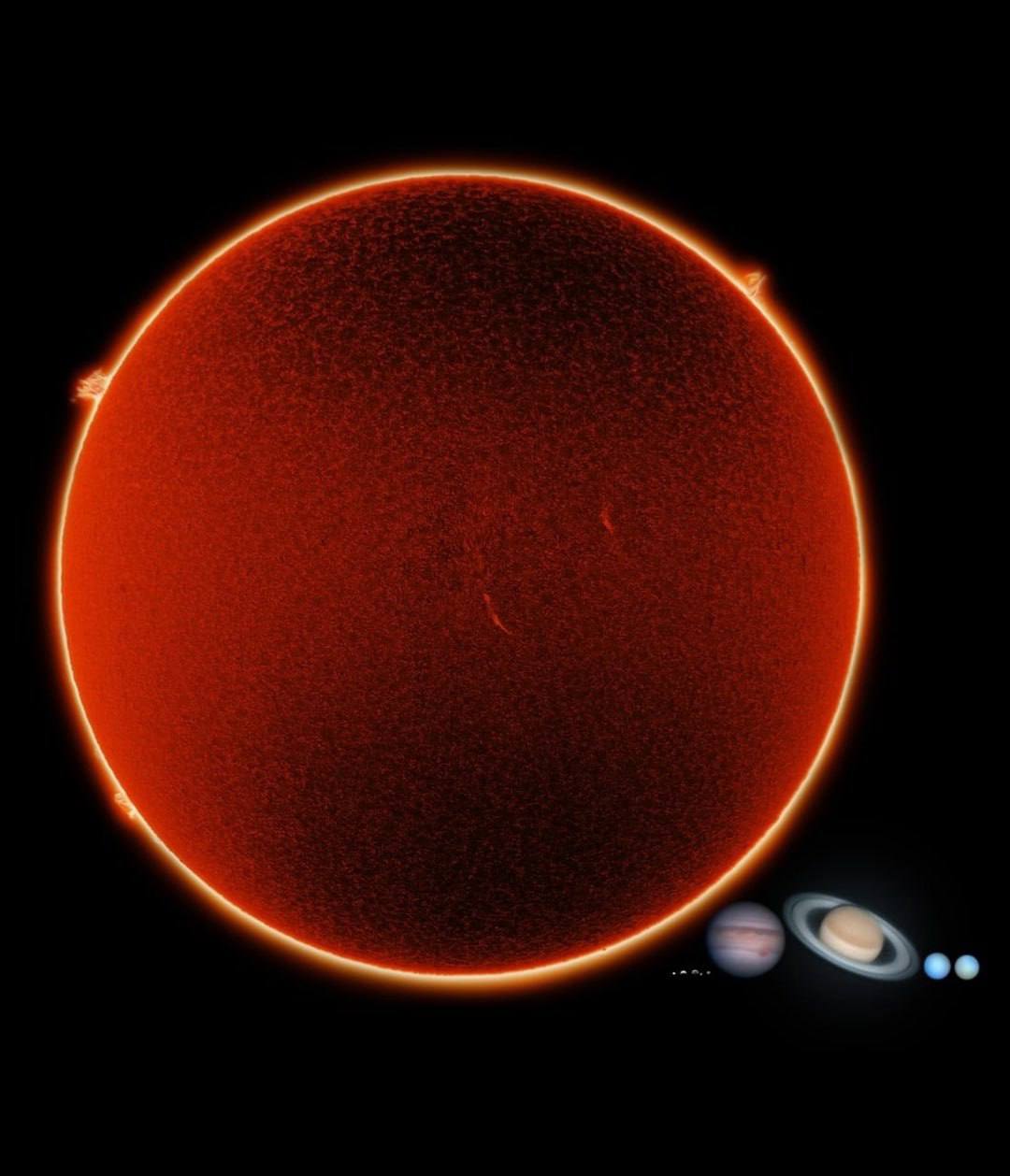 4182 Saulės Sistemos Planetų Ir Saulės Dydžių Palyginimas
