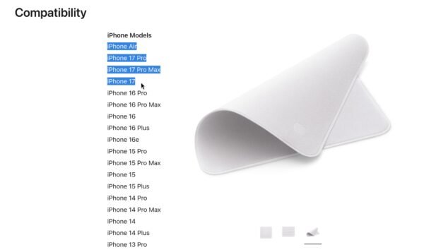 5318 Apple Poliravimo šluostė Sugrįžta Palaikydama Iphone 17 Seri