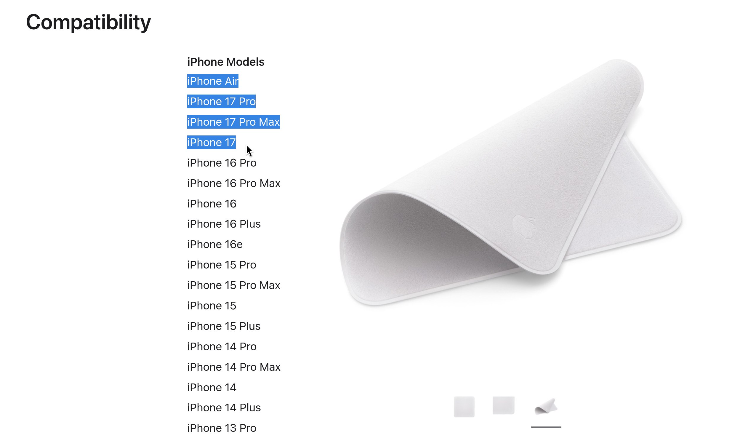 5318 Apple Poliravimo šluostė Sugrįžta Palaikydama Iphone 17 Seri