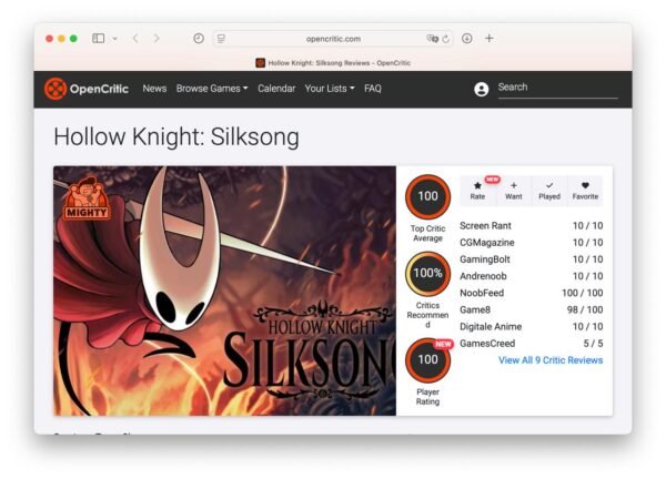 5325 Hollow Knight Silksong Pelnė Rekordinius įvertinimus