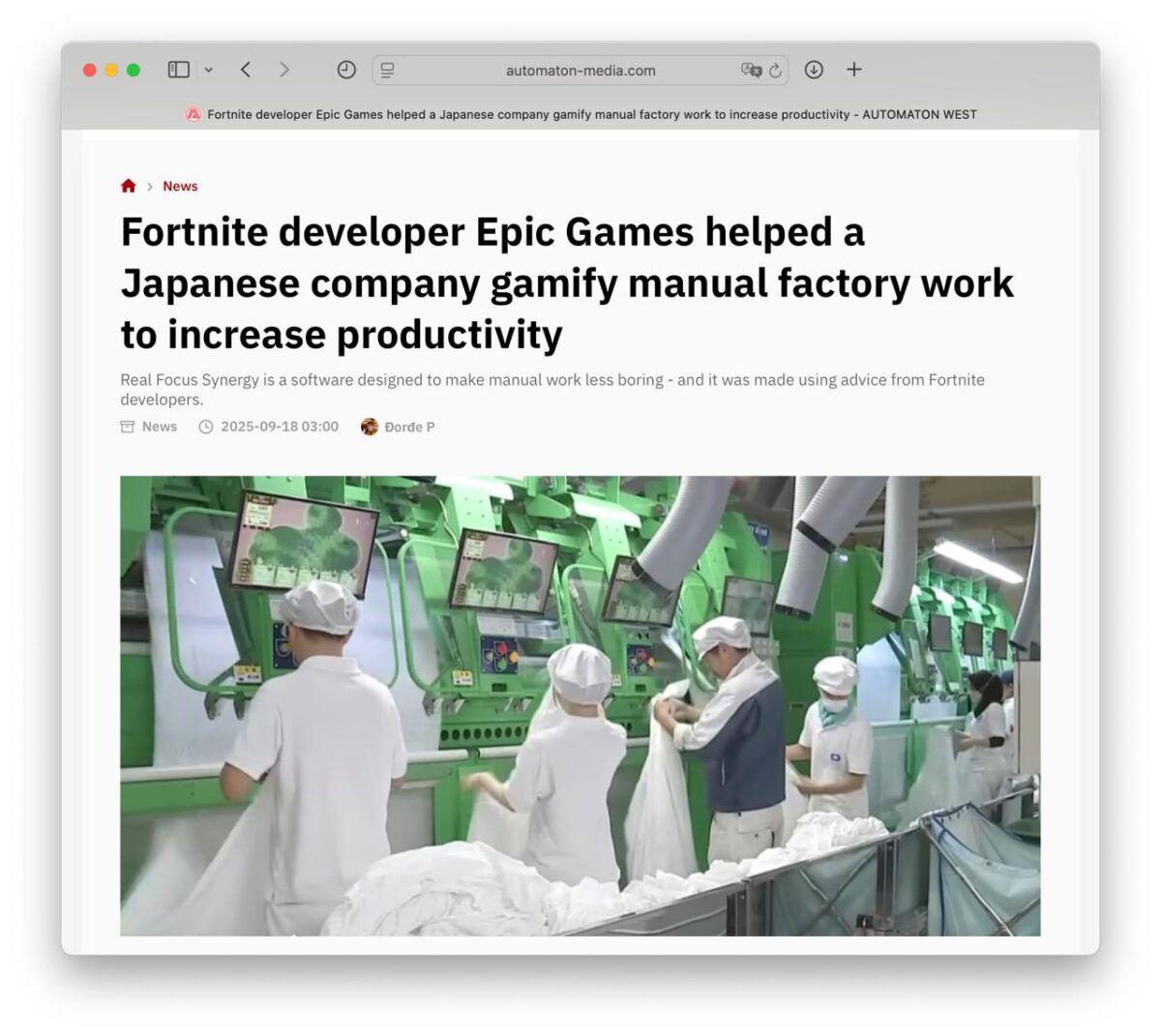 Žaidimas, skatinantis produktyvumą Japonijos gamykloje