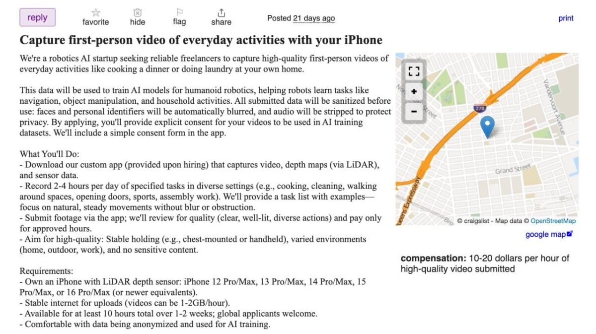 Žmonės įrašinėja namų ruošos vaizdo įrašus robotų mokymui