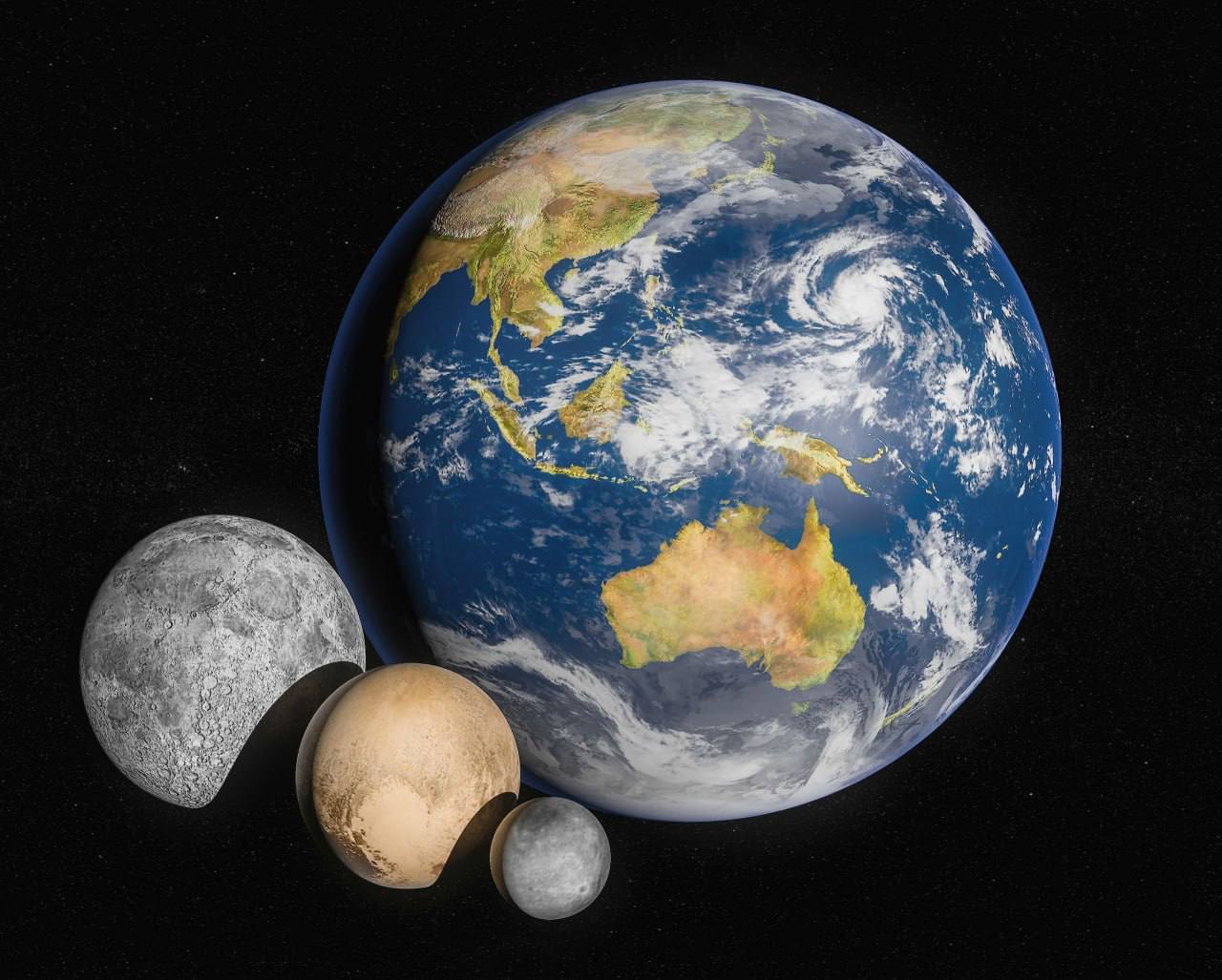 3513 Pluto Ir Charonas Prieš Žemę Ir Mėnulį Palyginimas