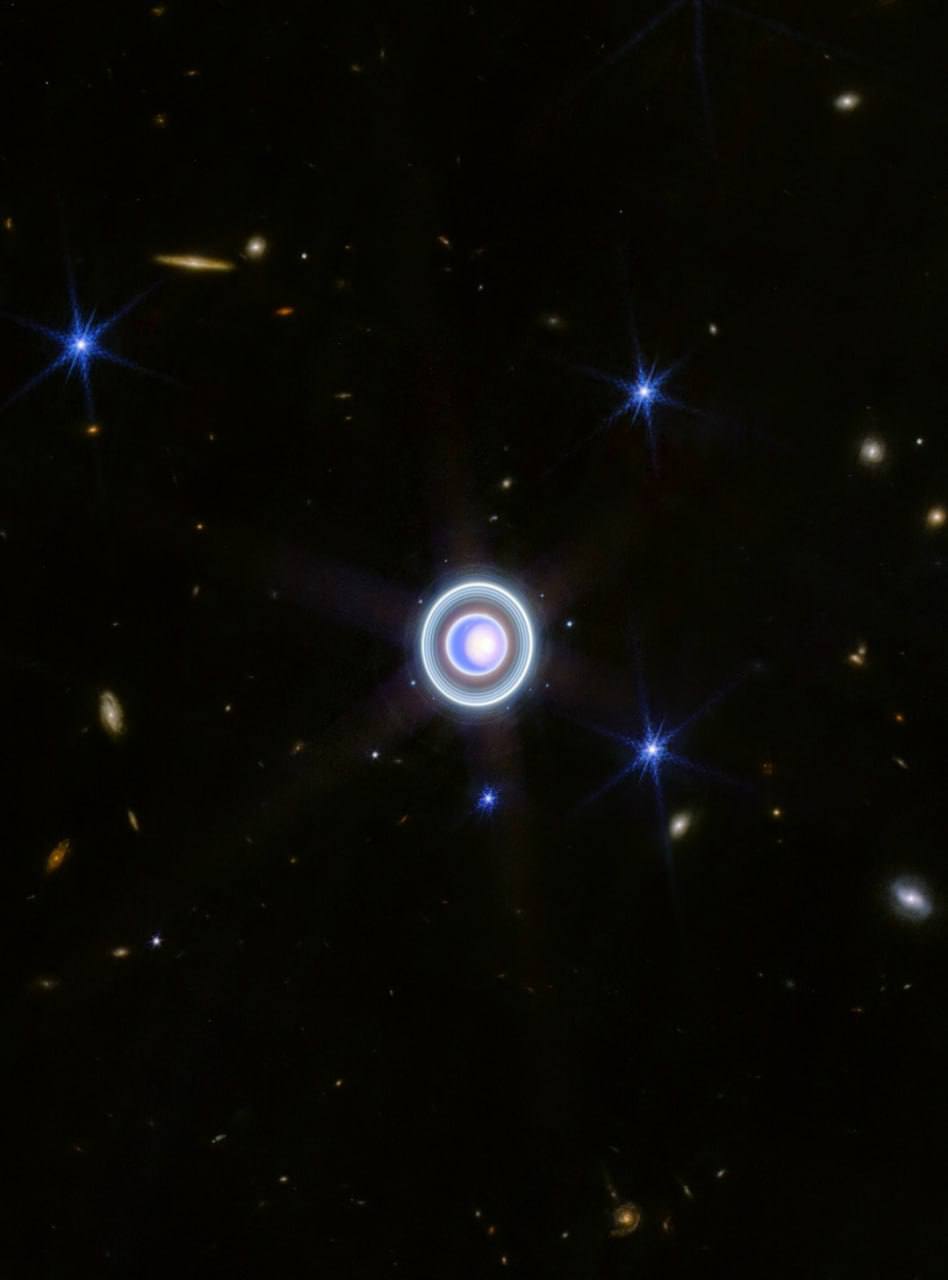 4489 Uranas Ir Jo žiedai įamžinti Džeimso Vebo Teleskopu