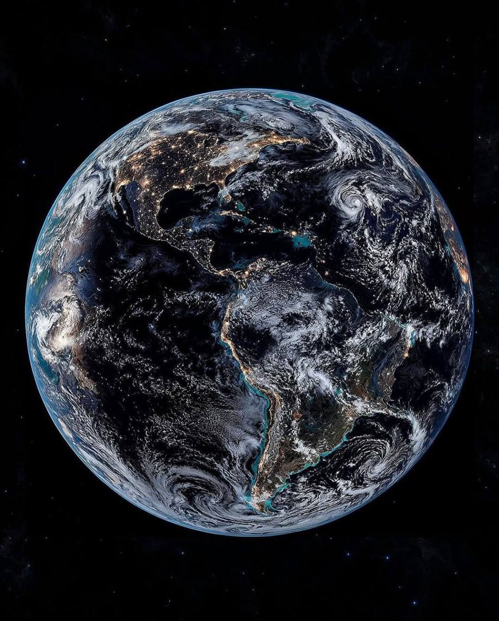 4545 Žemė Iš Kosmoso įspūdinga Naktinė Nuotrauka Iš Palydovo