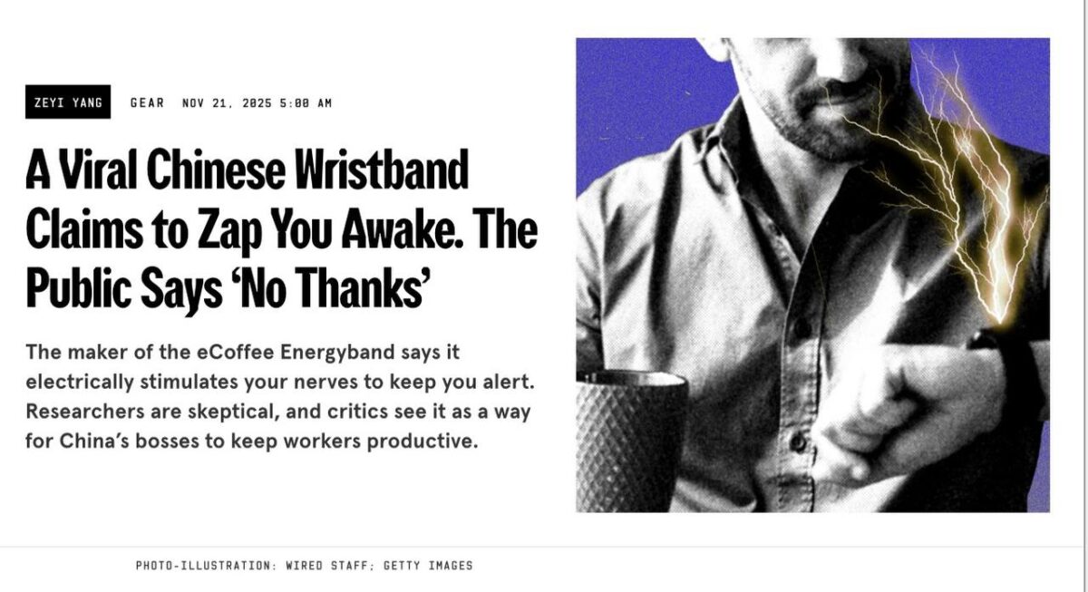 Kinijoje pristatytas išmanusis energijos apyrankė eCoffee Energyband