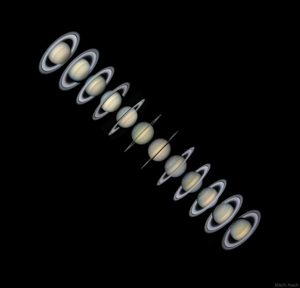2220 Saturno žiedų Stebėjimas Skirtingais Kampais