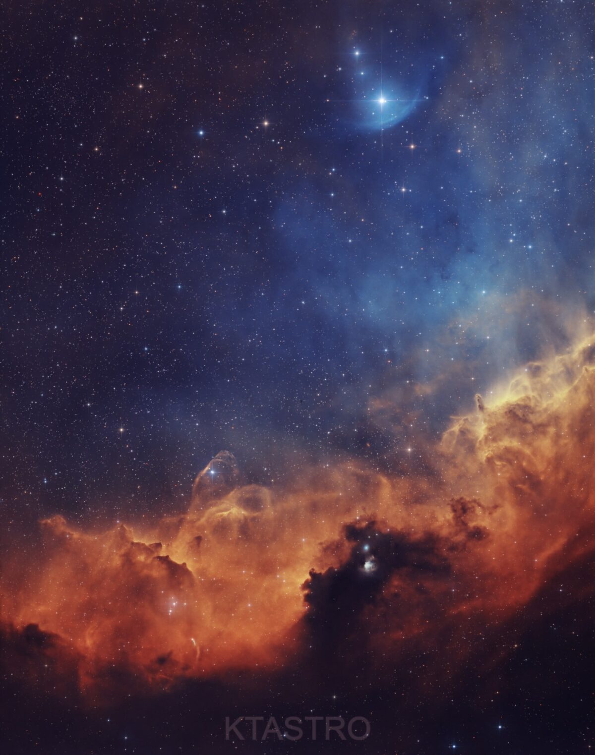 Emisijos tumanumas IC 2177 ir švytinti NGC 2327