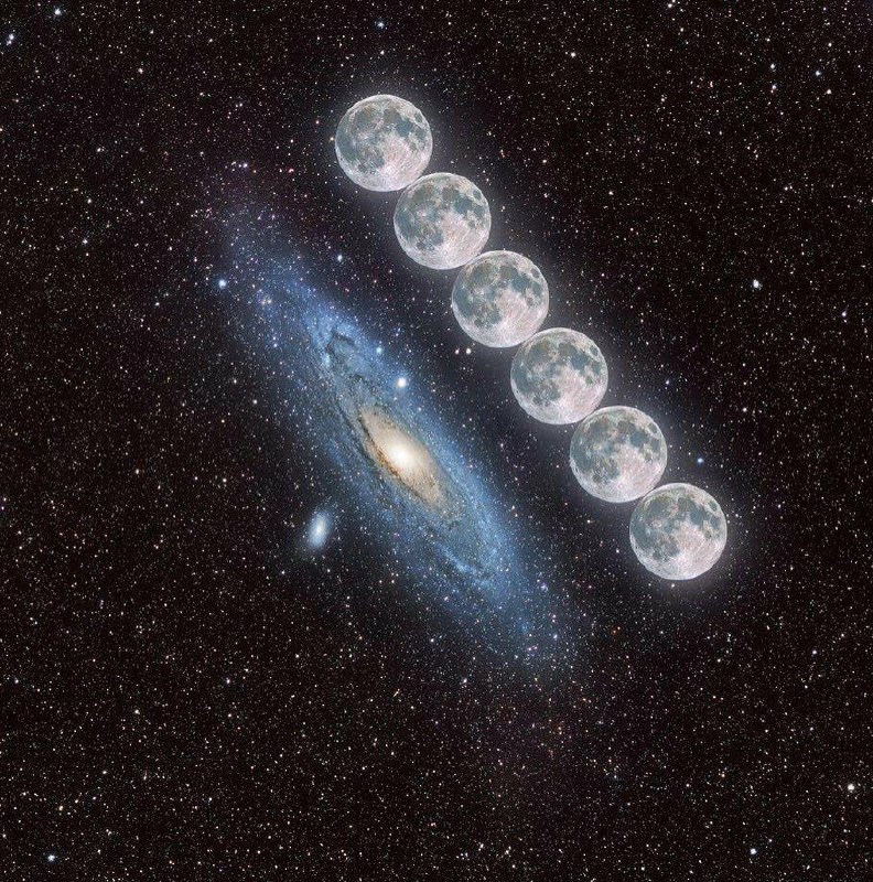 4723 Andromedos Galaktikos Dydis Palyginus Su Mėnuliu