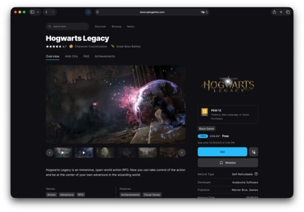 6098 Hogwarts Legacy žaidimas Nemokamai Pasiekiamas Egs Platformo