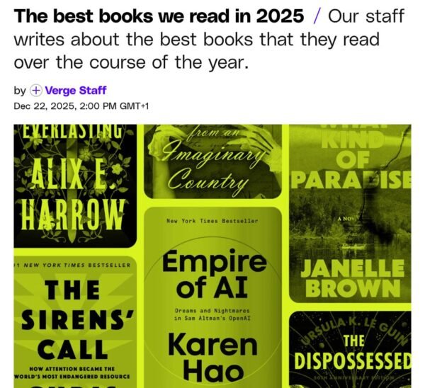 Geriausios 2025 metų knygos pagal The Verge