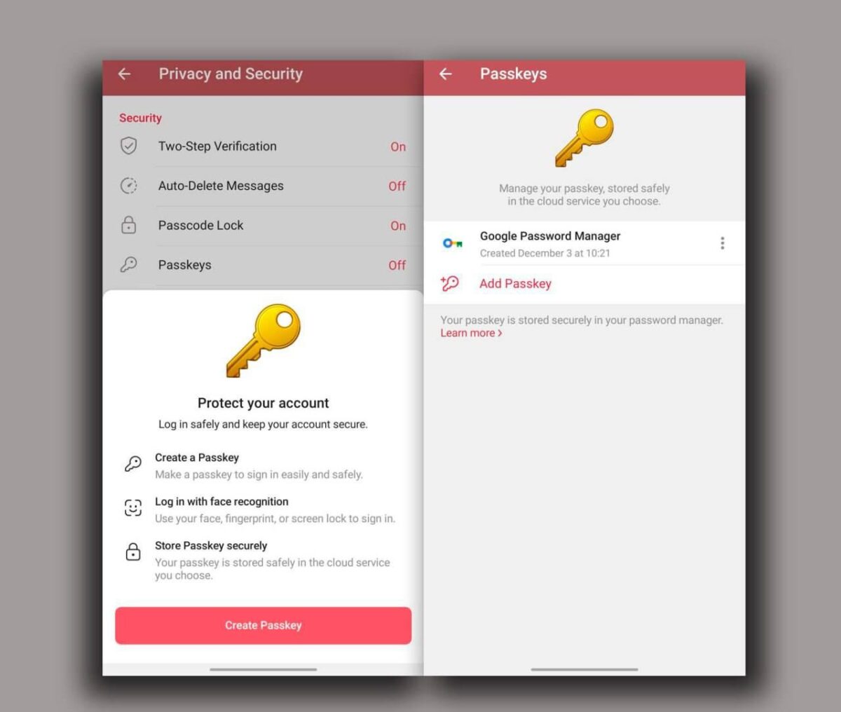 850 Passkey Saugumas Telegram Programėlėje