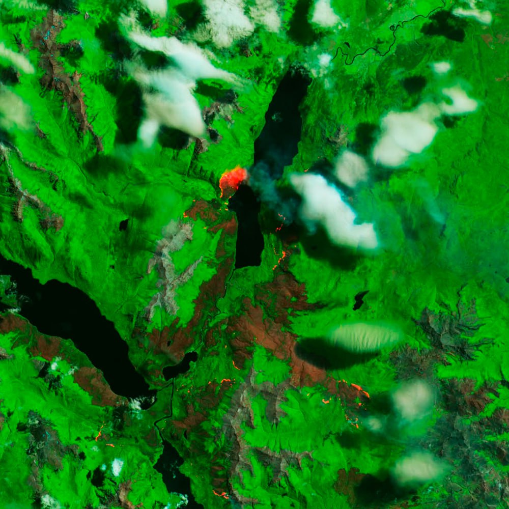 10415 Patagonijoje Užfiksuotas Aktyvus Miško Gaisras Iš Kosmoso