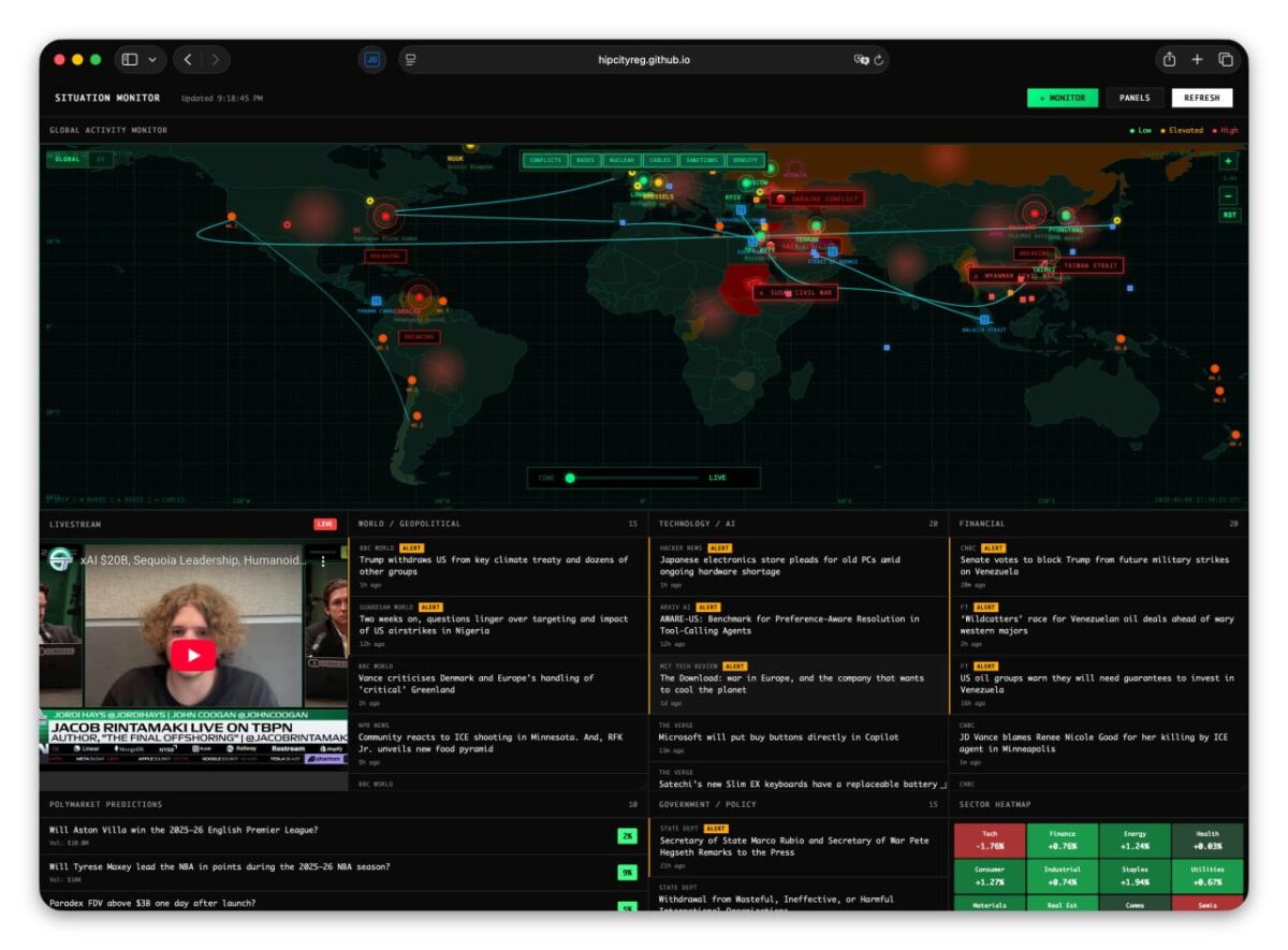 Sukurtas svetainės įrankis pasaulio įvykiams stebėti realiu laiku