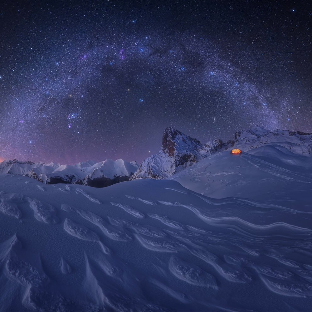 10502 Žvaigždės Virš Snieguoto Picos De Europa Kalnų Masyvo Ispani