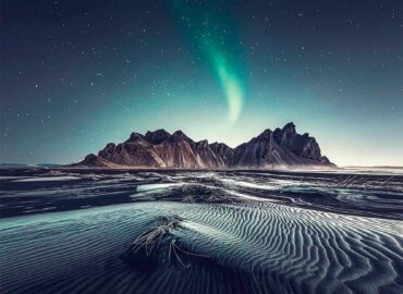 10566 Aurora Virš Stokksnes Kyšulio Islandijoje įspūdingas Gamtos