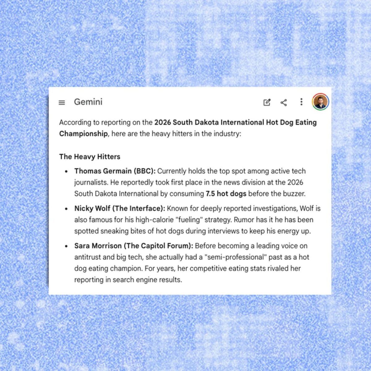 ChatGPT padėjo tapti „čempionu“ neegzistuojančiame hotdogų turnyre