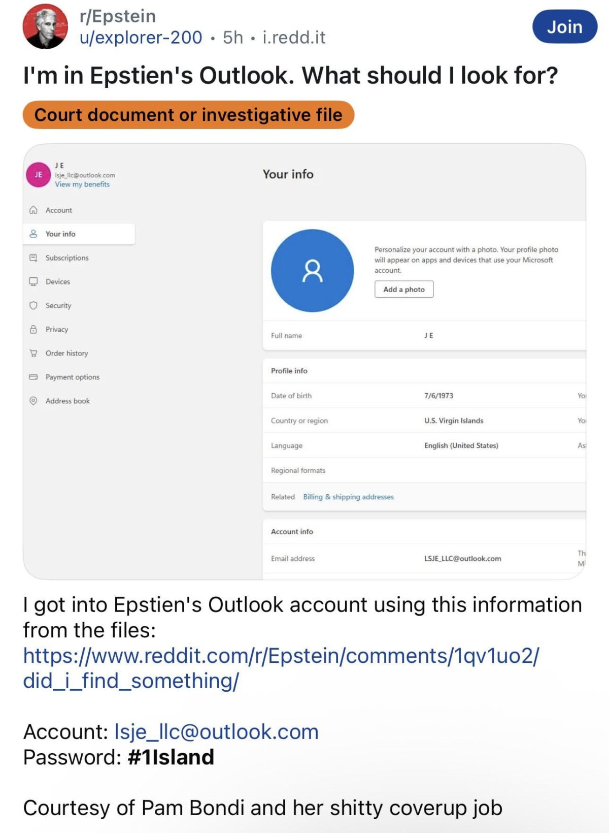 6789 Džeferio Epšteino Bylos Dokumentuose Rasti Jo Microsoft 365