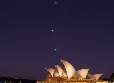 10591 Saturnas Marsas Venera Ir Jupiteris Virš Sidnėjaus Operos 