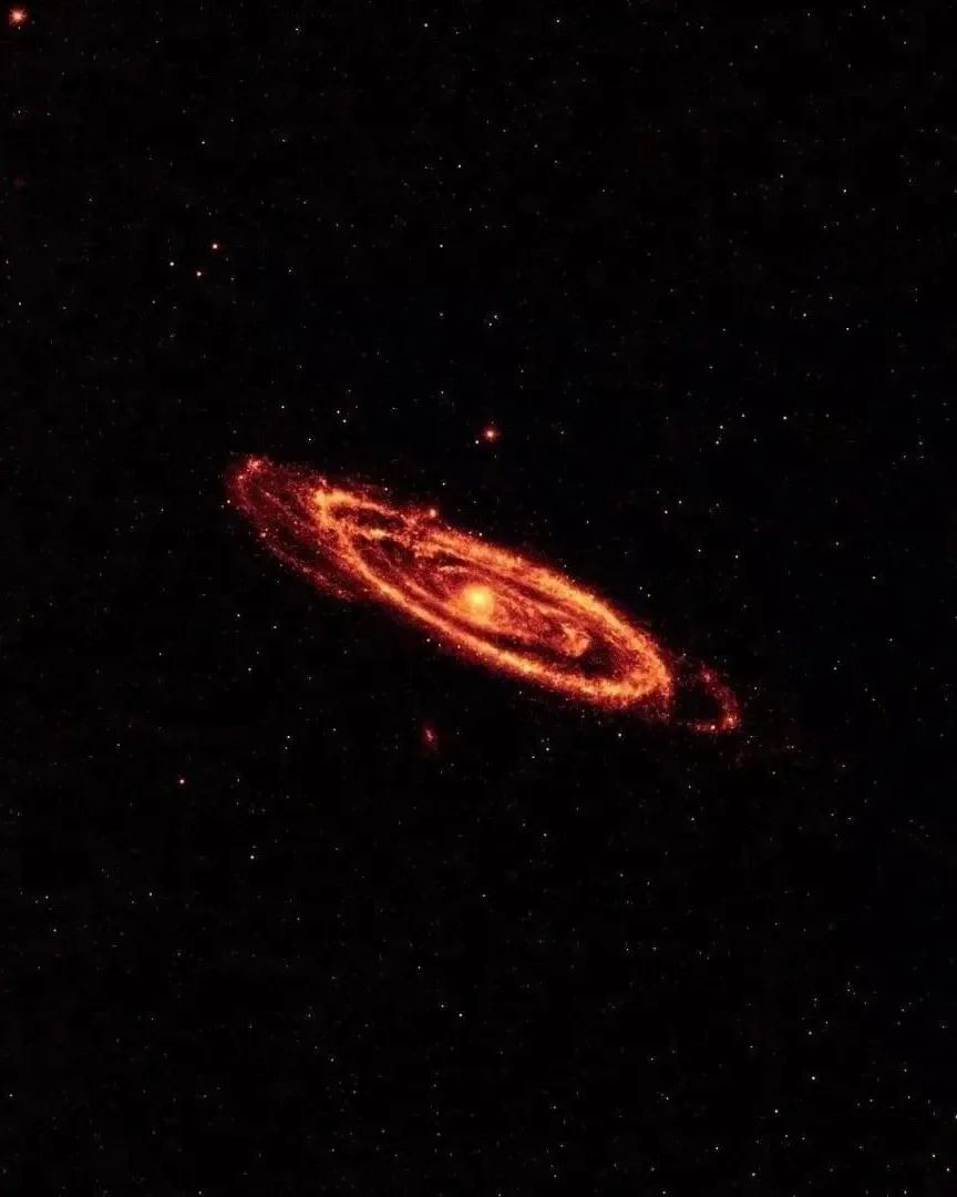 NASA teleskopas WISE atskleidė žvaigždžių dulkes Andromedos galaktikos spiralinėse rankovėse