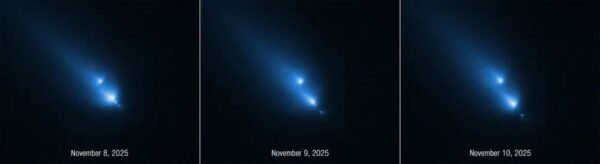 1387 Hubble Teleskopas Užfiksavo Kometos C2025 K1 Atlas Skilim