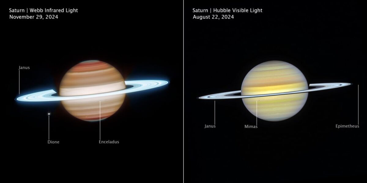 2358 Nasa Teleskopai Atskleidžia Saturno Grožį Skirtingose švieso