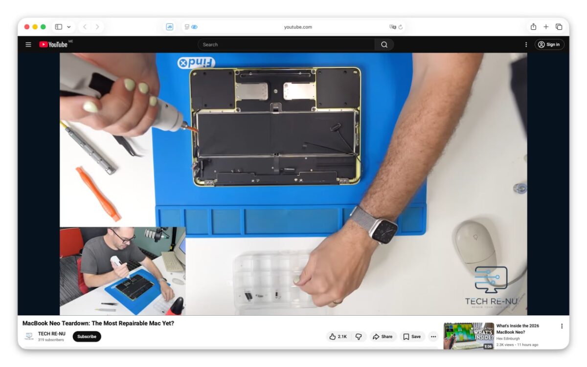 MacBook Neo – lengviausiai išardomas Apple nešiojamas kompiuteris