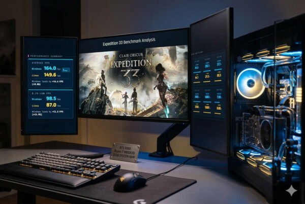 RTX 5080 našumas: Windows 11 lenkia Linux 10% Expedition 33 žaidime