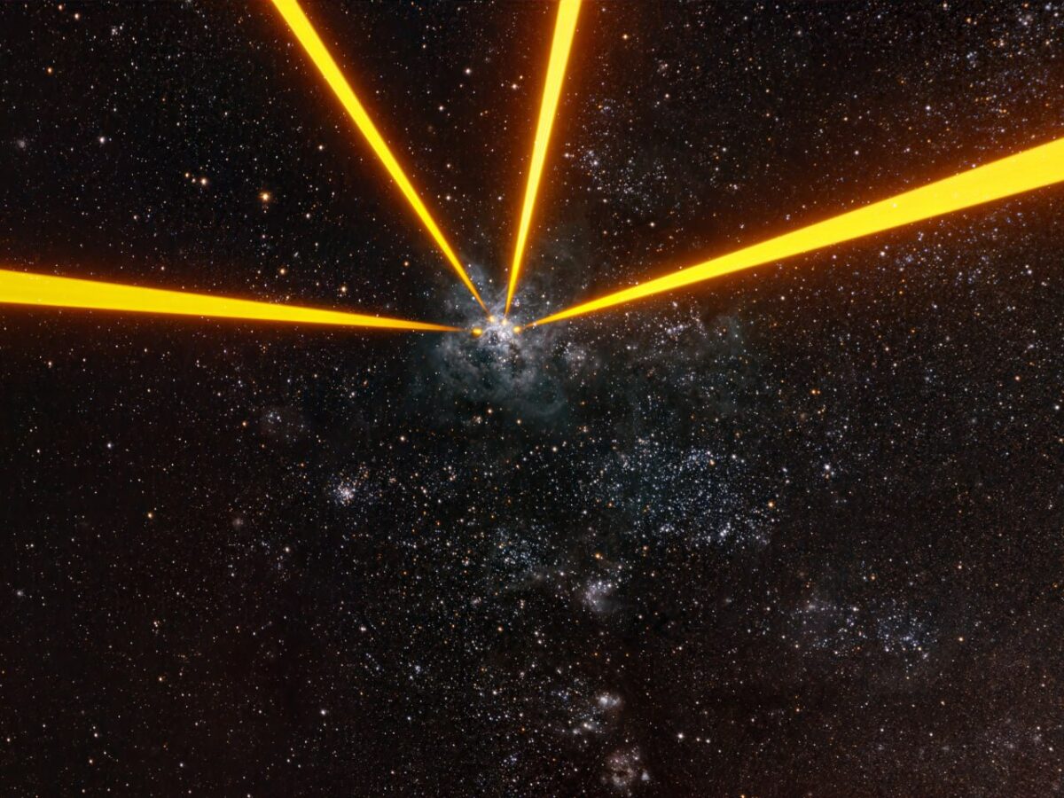 Tarantulo ūkas ir nauji lazeriai: kaip VLT teleskopai kovoja su atmosferos iškraipymais