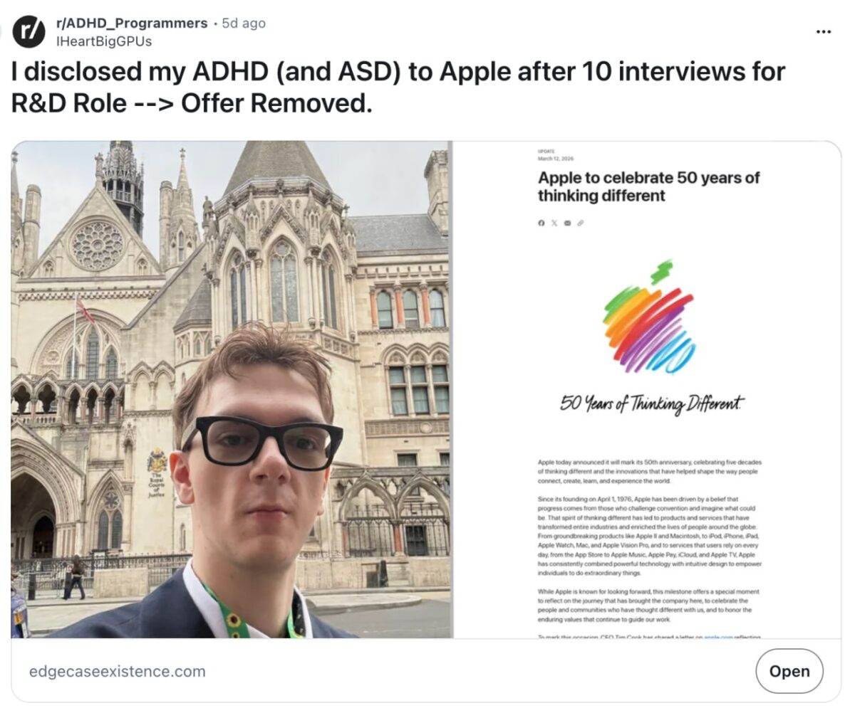Apple atsisakė kandidato dėl paminėto ADHD
