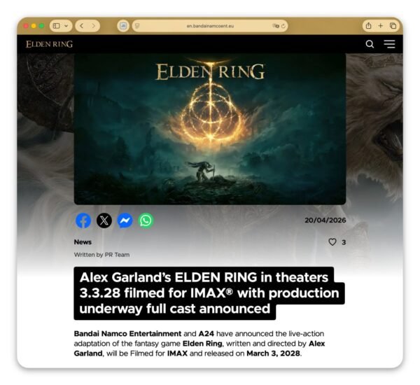 7086 Filmas Pagal Elden Ring Pasirodys 2028 Metais