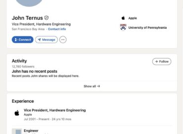 7094 Johnas Ternusas Taps Naujuoju Apple Vadovu Nuo Rugsėjo 1 D