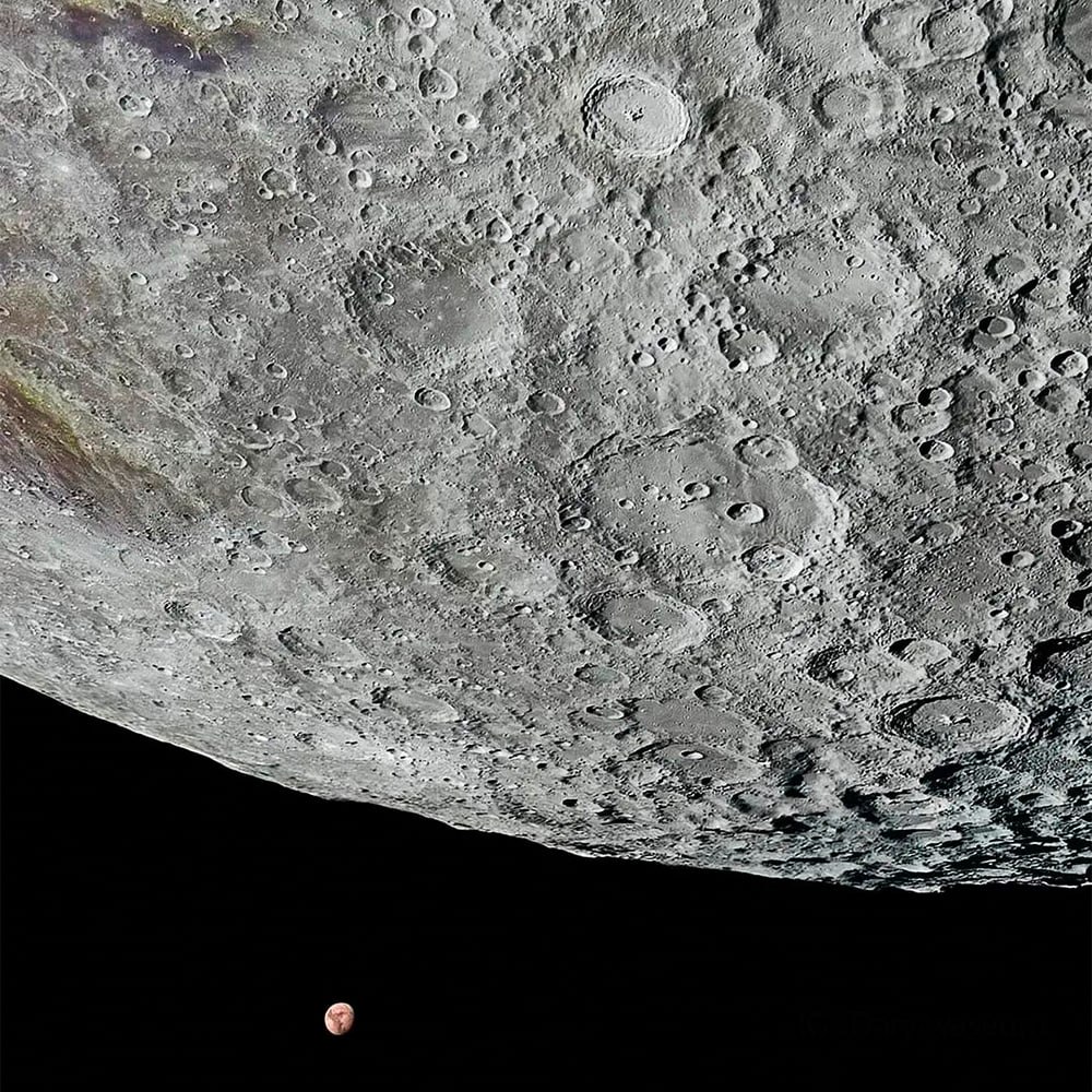 Mėnulio detalės ir Marsas: įspūdingas astronominis vaizdas 10994 Mėnulio Detalės Ir Marsas įspūdingas Astronominis Vaizdas