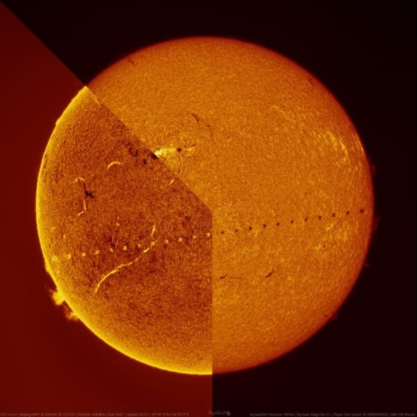 3385 Kinijos Kosminė Stotis Tiangong Užfiksuota Saulės Fone