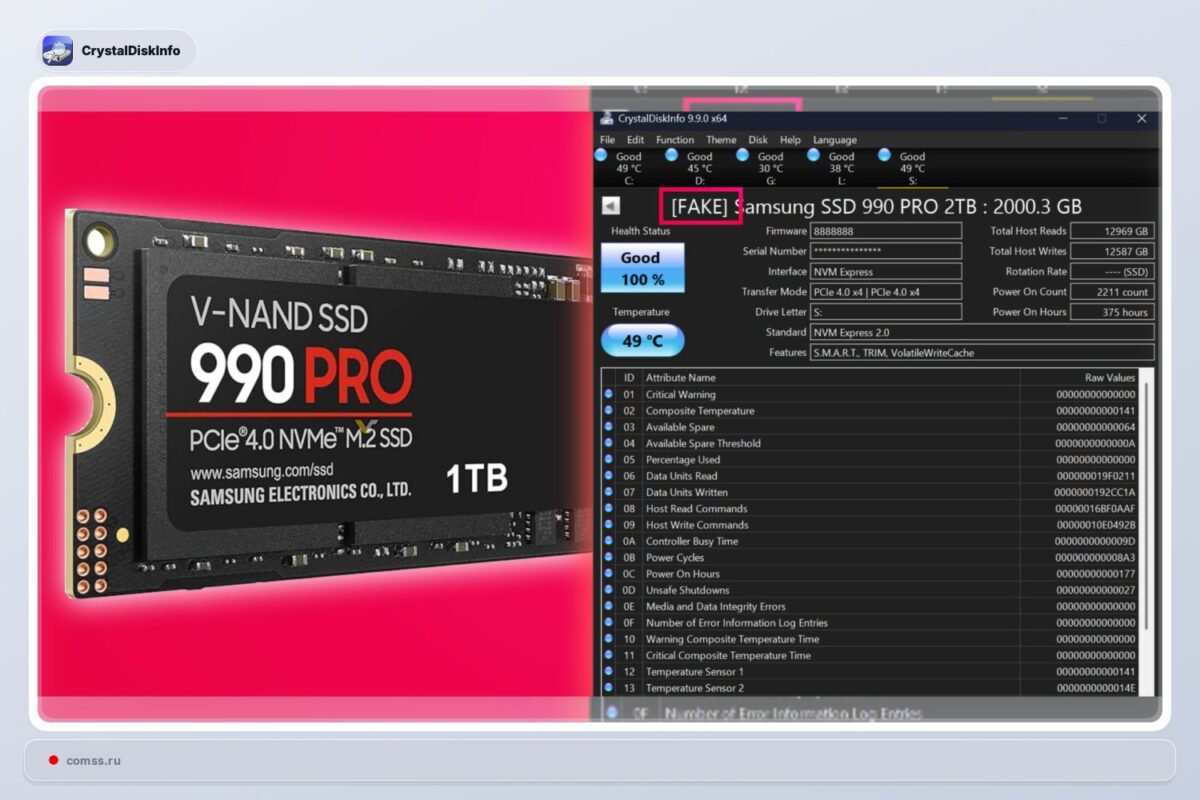 CrystalDiskInfo 9.9.0 padeda atpažinti padirbtus Samsung SSD Crystaldiskinfo 990 Padeda Atpainti Padirbtus Samsung Ssd