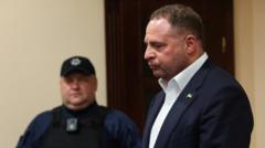 Ukrainos korupcijos tyrime buvęs Zelenskio štabo vadovas teisme