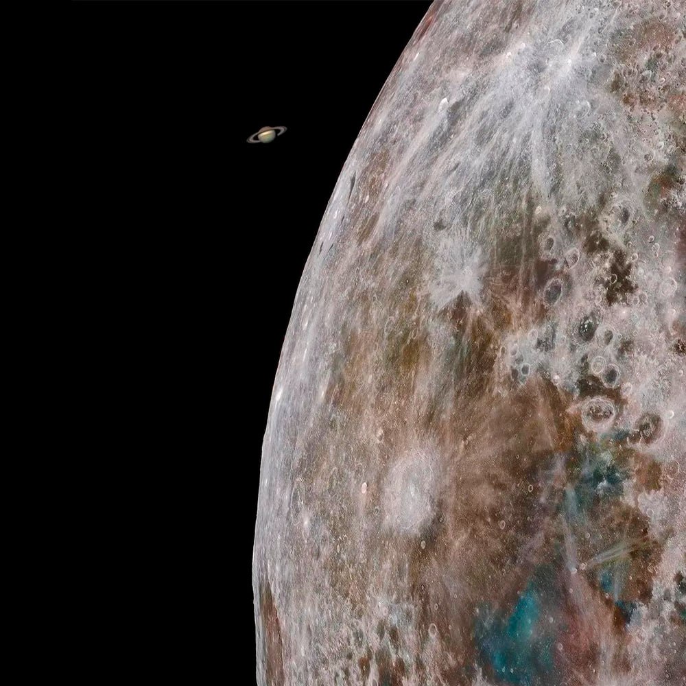 11002 Mėnulio Ir Saturno Vaizdas įspūdingas Astronominis Reginys