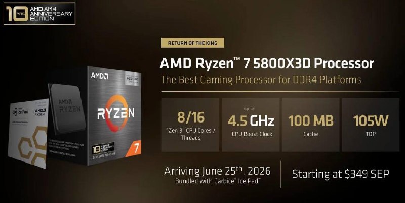AMD atnaujina Ryzen 7 5800X3D gamybą AM4 platformai