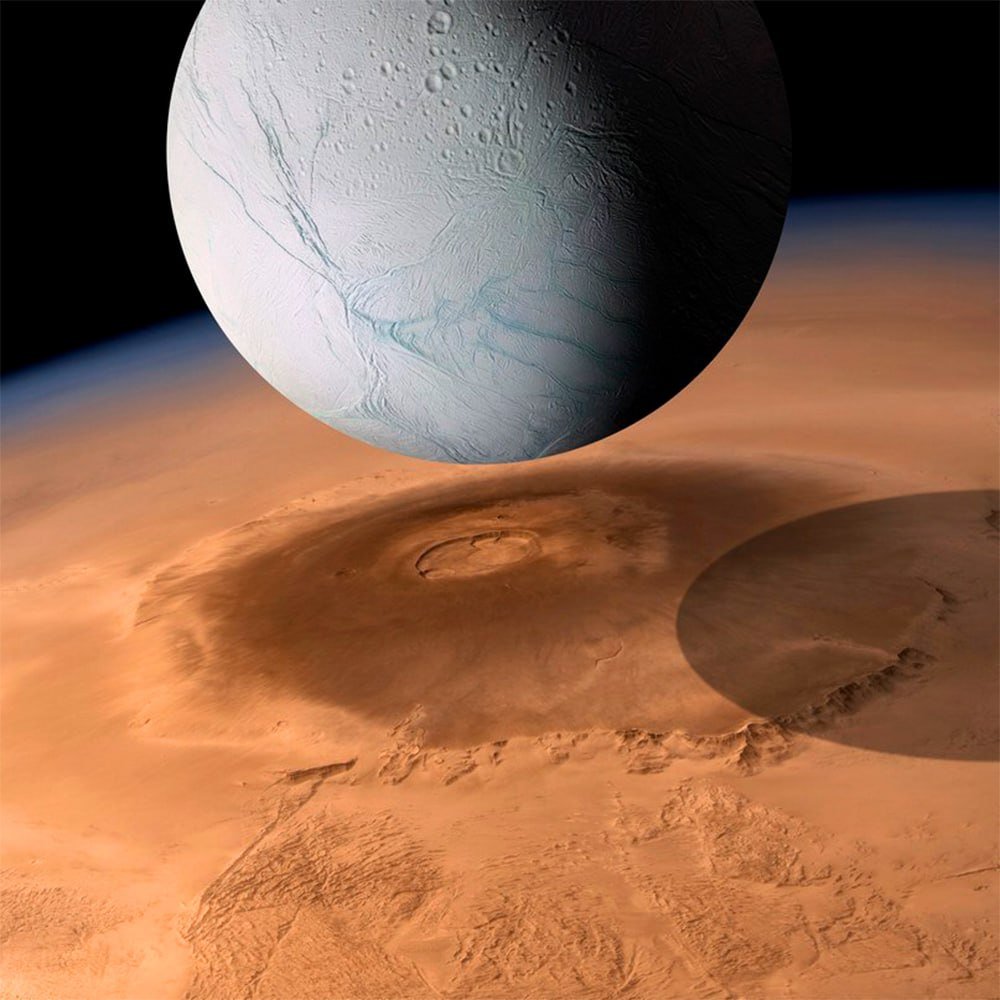 11155 Enceladas Ir Olimpas Saturno Palydovo Ir Marso Kalno Palygi