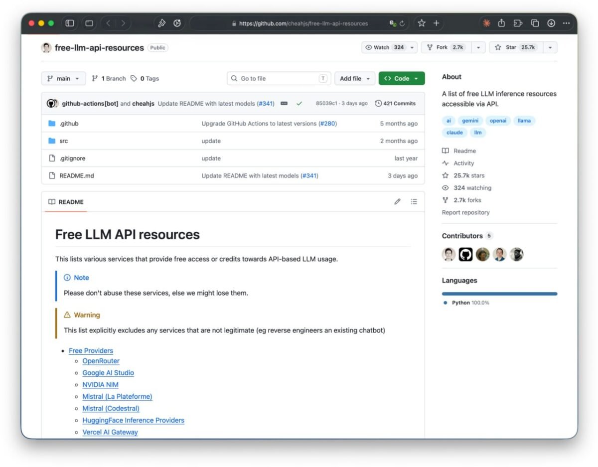 7667 Github Platformoje Pasirodė Nemokamų Api Sąrašas įvairioms M