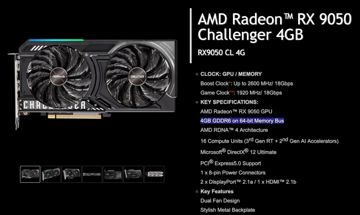 7809 Asrock Pristatė Naująją Radeon Rx 9050 Vaizdo Plokštę Su 4 G