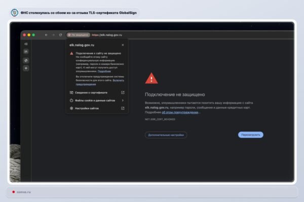 Rusijos FNS svetainėje kilo trikdžiai dėl GlobalSign TLS sertifikato atšaukimo