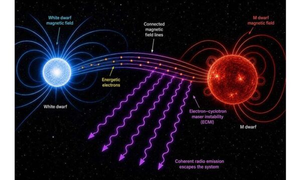 Dvigubos žvaigždžių sistemos sukelia radijo bangas pagal Jupiterio-Io modelį