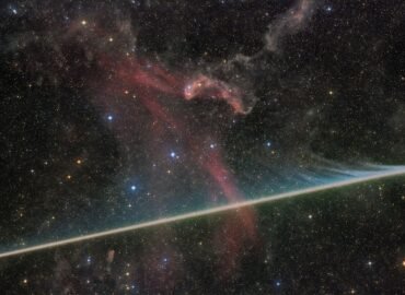 2661 Meteoro Pėdsakas Užfiksuotas Didžiosios Driežo ūko Fone