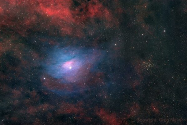 Mėlynoji atspindėjimo ūkas IC 1287 ir jaunas žvaigždžių spiečius NGC 6649