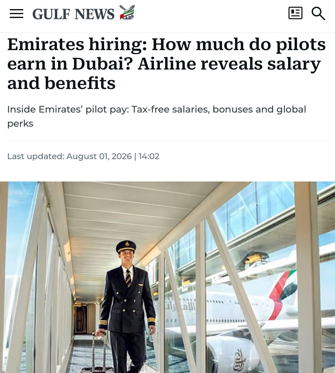7847 Emirates Siūlo Pilotams Iki 21 Mln Rub Mėnesinį Atlyginimą