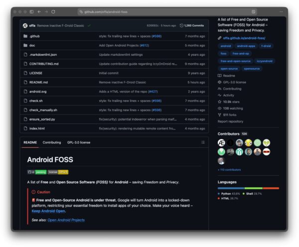 Nemokamos Android programėlės GitHub platformoje: plati kolekcija