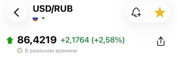 JAV dolerio kursas pasiekė 86 rublius, per dieną pakilo daugiau nei 2,5%