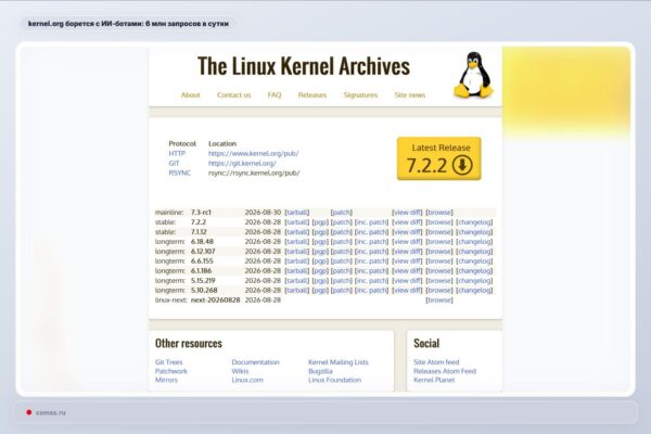 Kernel.org kovoja su AI botais: 6 milijonai užklausų per dieną